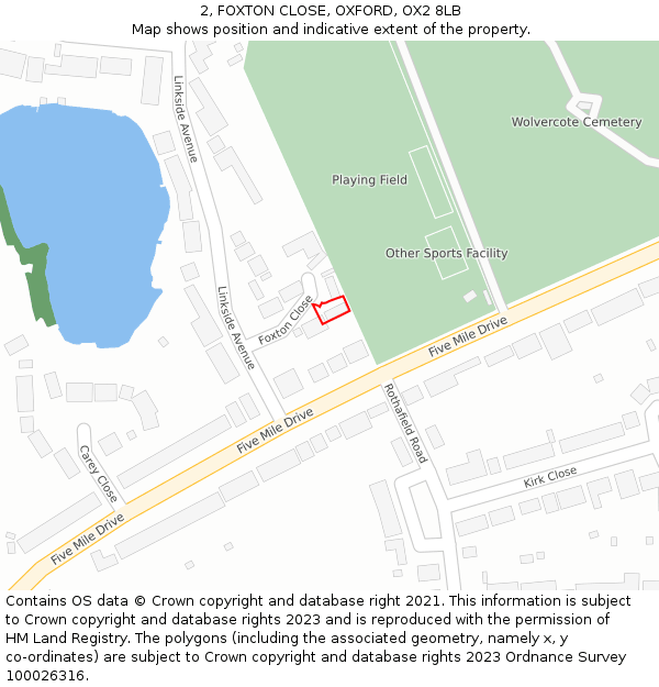 2, FOXTON CLOSE, OXFORD, OX2 8LB: Location map and indicative extent of plot