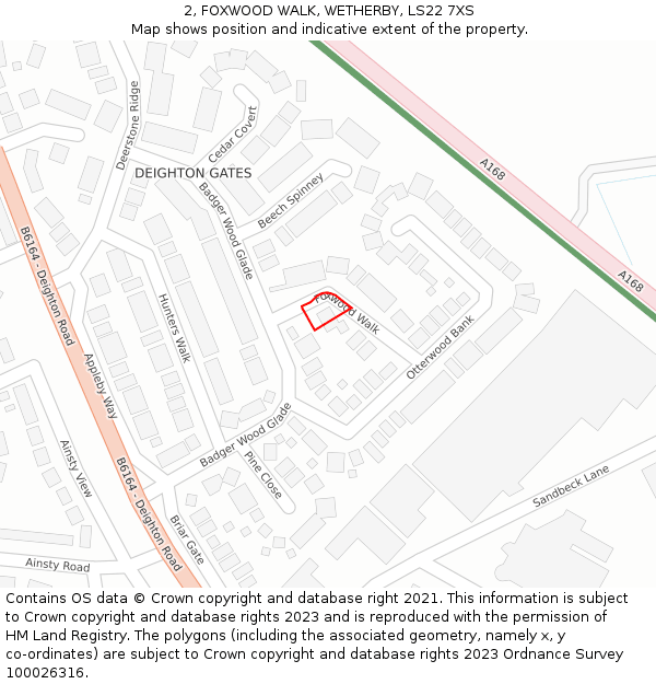 2, FOXWOOD WALK, WETHERBY, LS22 7XS: Location map and indicative extent of plot