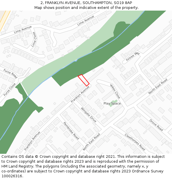 2, FRANKLYN AVENUE, SOUTHAMPTON, SO19 8AP: Location map and indicative extent of plot