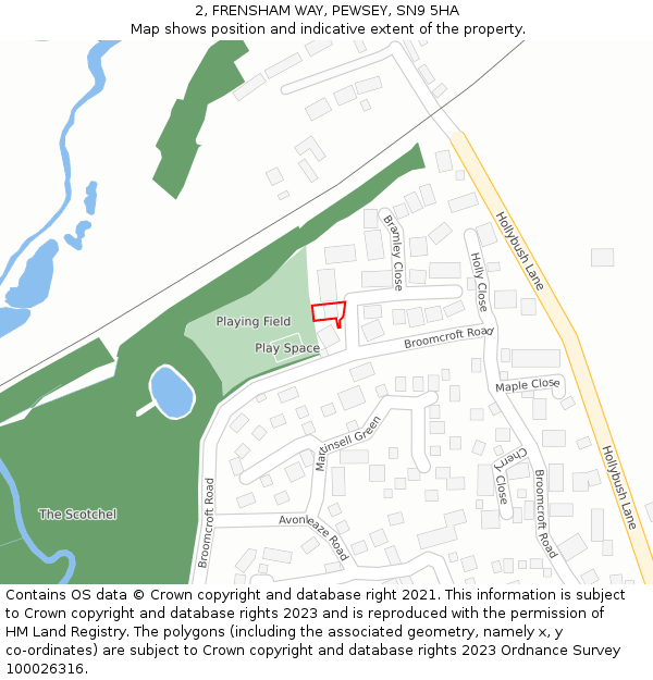 2, FRENSHAM WAY, PEWSEY, SN9 5HA: Location map and indicative extent of plot