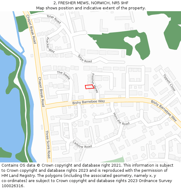 2, FRESHER MEWS, NORWICH, NR5 9HF: Location map and indicative extent of plot