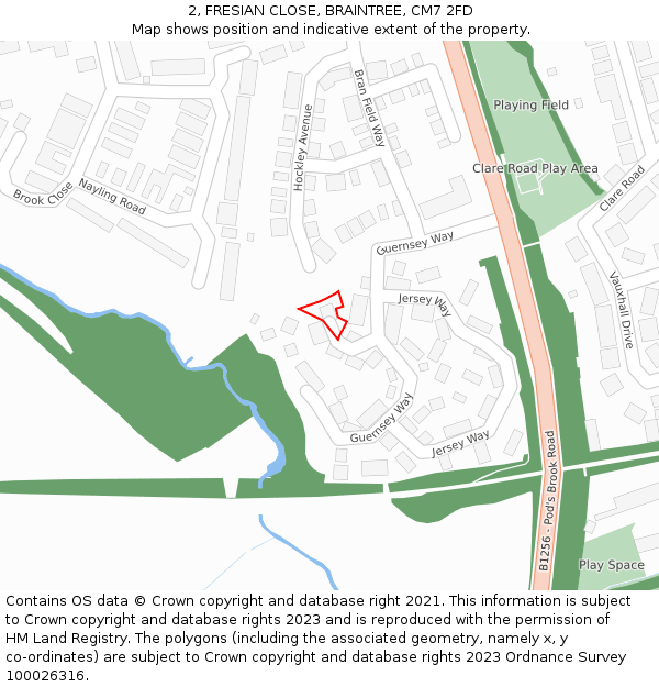 2, FRESIAN CLOSE, BRAINTREE, CM7 2FD: Location map and indicative extent of plot
