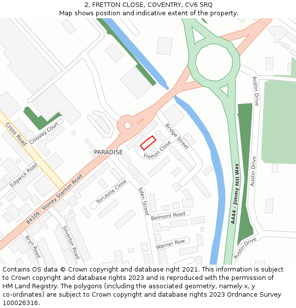 2, FRETTON CLOSE, COVENTRY, CV6 5RQ: Location map and indicative extent of plot