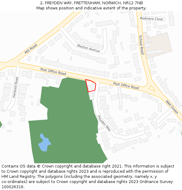 2, FREYDEN WAY, FRETTENHAM, NORWICH, NR12 7NB: Location map and indicative extent of plot