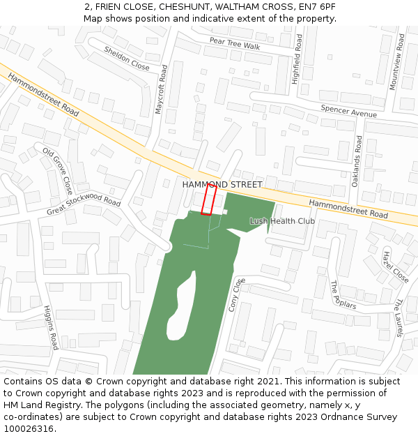 2, FRIEN CLOSE, CHESHUNT, WALTHAM CROSS, EN7 6PF: Location map and indicative extent of plot