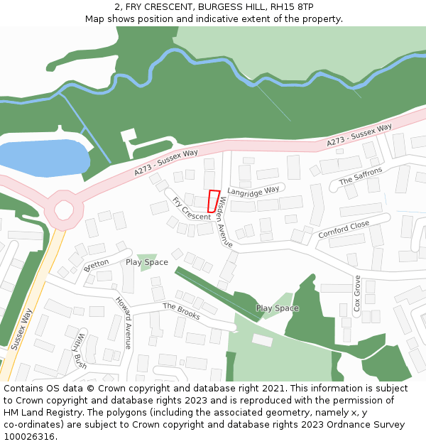 2, FRY CRESCENT, BURGESS HILL, RH15 8TP: Location map and indicative extent of plot