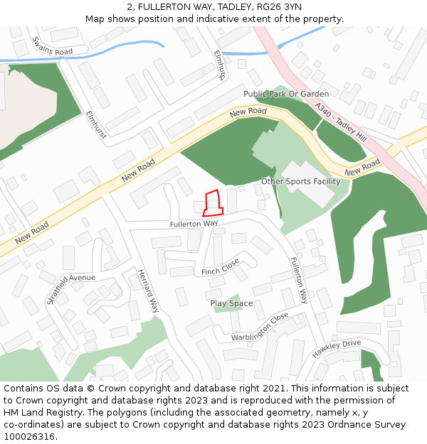 2, FULLERTON WAY, TADLEY, RG26 3YN: Location map and indicative extent of plot