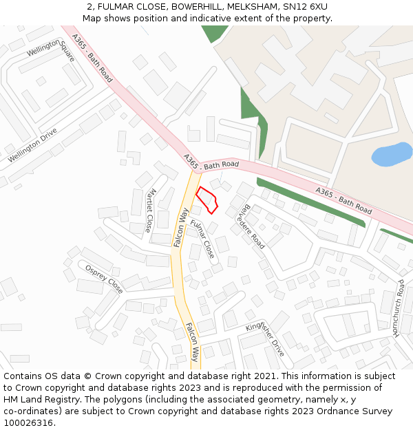 2, FULMAR CLOSE, BOWERHILL, MELKSHAM, SN12 6XU: Location map and indicative extent of plot