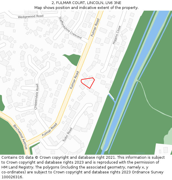 2, FULMAR COURT, LINCOLN, LN6 3NE: Location map and indicative extent of plot