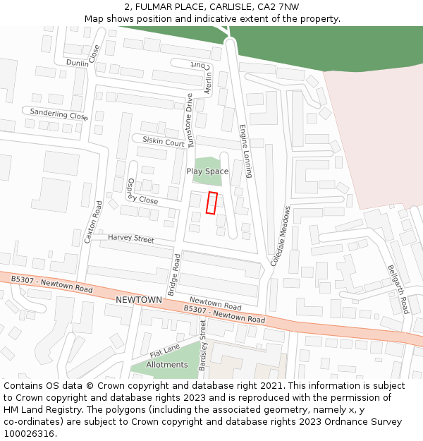 2, FULMAR PLACE, CARLISLE, CA2 7NW: Location map and indicative extent of plot