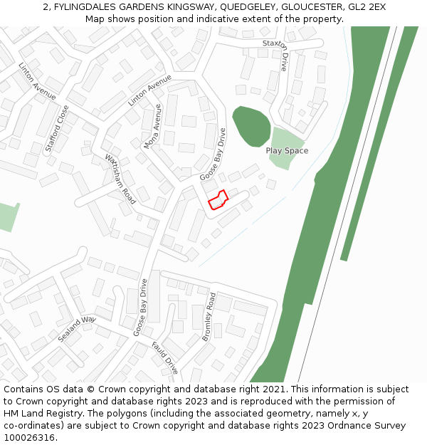 2, FYLINGDALES GARDENS KINGSWAY, QUEDGELEY, GLOUCESTER, GL2 2EX: Location map and indicative extent of plot