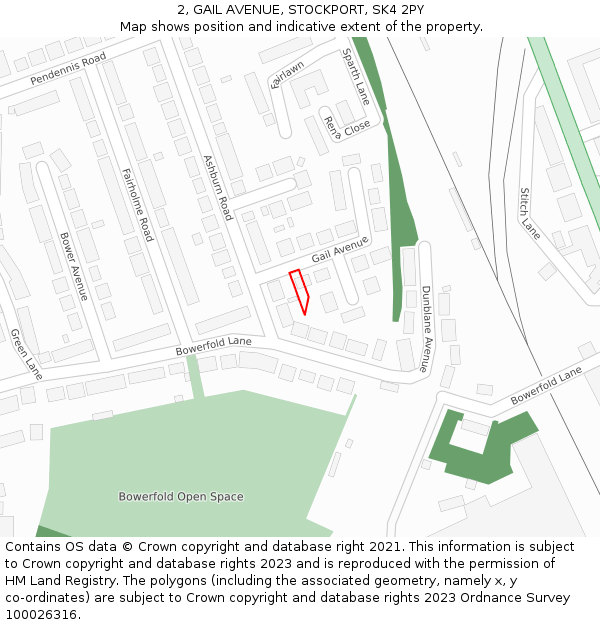 2, GAIL AVENUE, STOCKPORT, SK4 2PY: Location map and indicative extent of plot