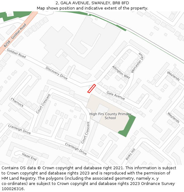 2, GALA AVENUE, SWANLEY, BR8 8FD: Location map and indicative extent of plot