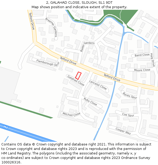 2, GALAHAD CLOSE, SLOUGH, SL1 9DT: Location map and indicative extent of plot