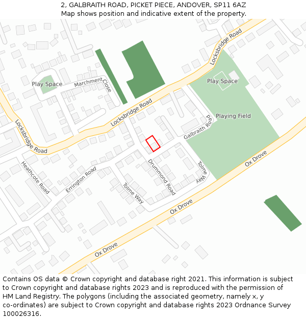 2, GALBRAITH ROAD, PICKET PIECE, ANDOVER, SP11 6AZ: Location map and indicative extent of plot