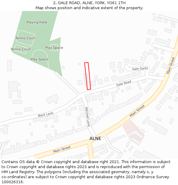 2, GALE ROAD, ALNE, YORK, YO61 1TH: Location map and indicative extent of plot