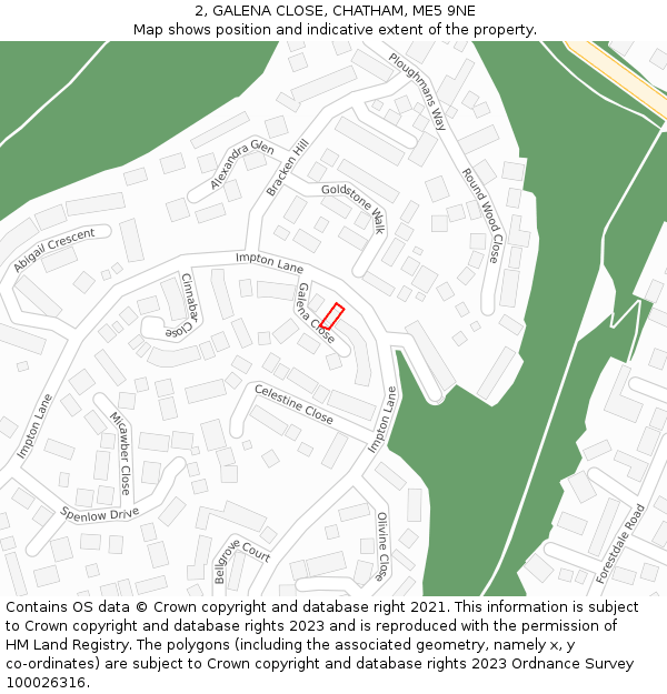 2, GALENA CLOSE, CHATHAM, ME5 9NE: Location map and indicative extent of plot