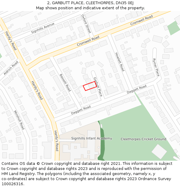 2, GARBUTT PLACE, CLEETHORPES, DN35 0EJ: Location map and indicative extent of plot