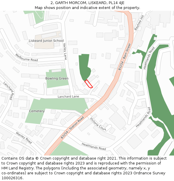2, GARTH MORCOM, LISKEARD, PL14 4JE: Location map and indicative extent of plot