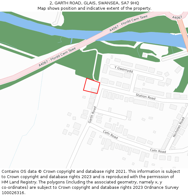 2, GARTH ROAD, GLAIS, SWANSEA, SA7 9HQ: Location map and indicative extent of plot