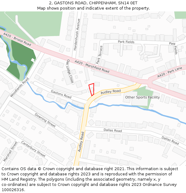 2, GASTONS ROAD, CHIPPENHAM, SN14 0ET: Location map and indicative extent of plot