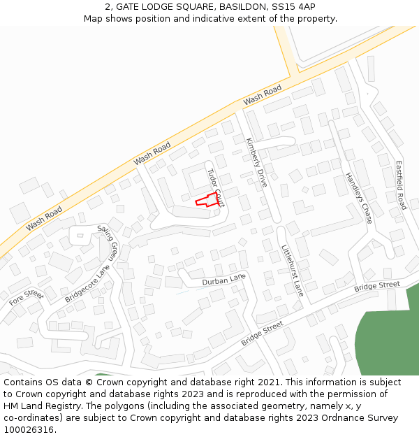 2, GATE LODGE SQUARE, BASILDON, SS15 4AP: Location map and indicative extent of plot