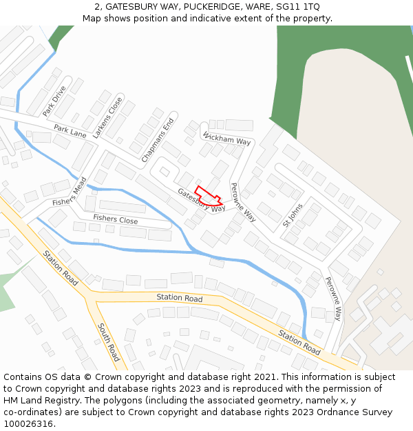 2, GATESBURY WAY, PUCKERIDGE, WARE, SG11 1TQ: Location map and indicative extent of plot