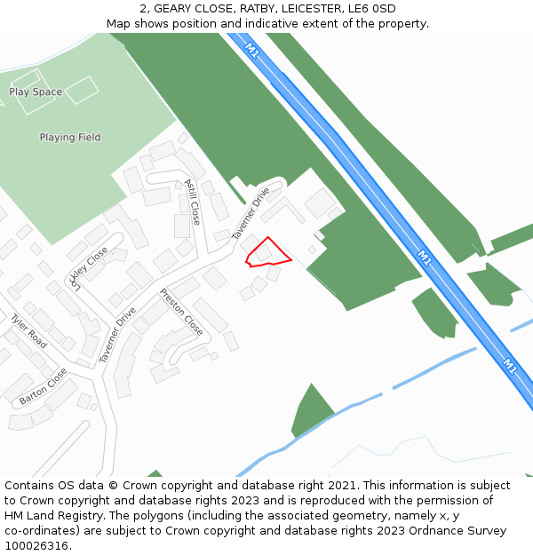 2, GEARY CLOSE, RATBY, LEICESTER, LE6 0SD: Location map and indicative extent of plot
