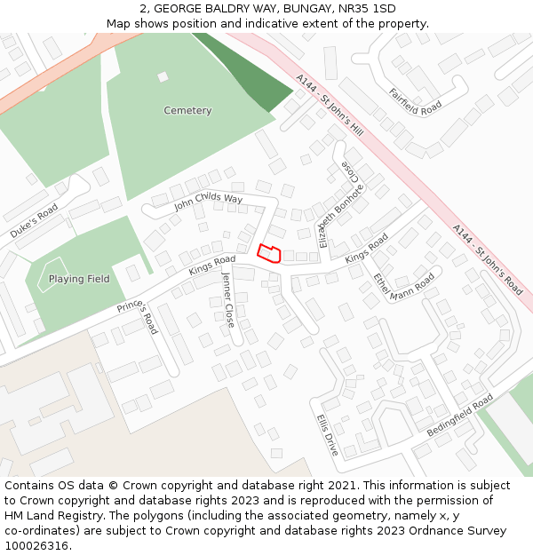 2, GEORGE BALDRY WAY, BUNGAY, NR35 1SD: Location map and indicative extent of plot