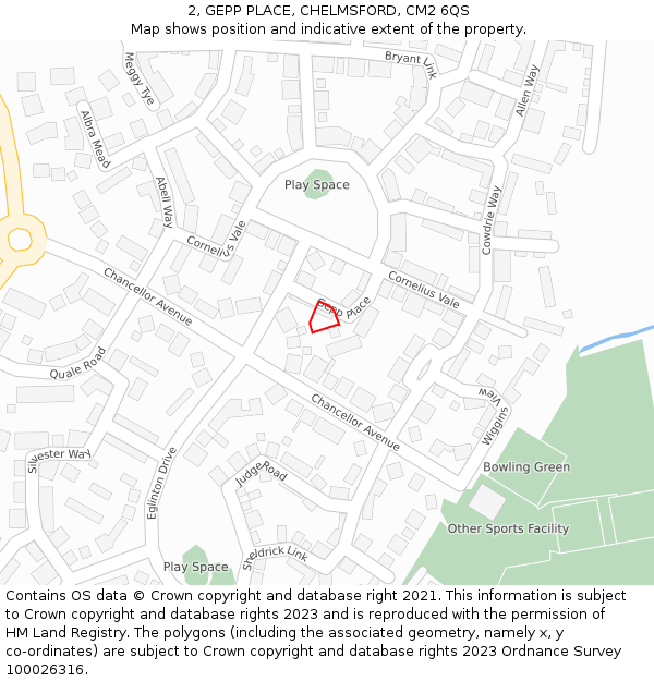 2, GEPP PLACE, CHELMSFORD, CM2 6QS: Location map and indicative extent of plot