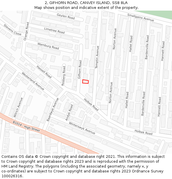 2, GIFHORN ROAD, CANVEY ISLAND, SS8 8LA: Location map and indicative extent of plot