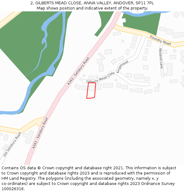 2, GILBERTS MEAD CLOSE, ANNA VALLEY, ANDOVER, SP11 7PL: Location map and indicative extent of plot