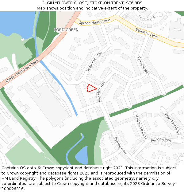 2, GILLYFLOWER CLOSE, STOKE-ON-TRENT, ST6 8BS: Location map and indicative extent of plot