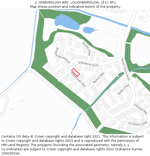 2, GISBOROUGH WAY, LOUGHBOROUGH, LE11 4FU: Location map and indicative extent of plot