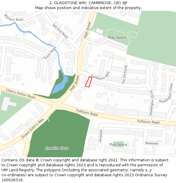 2, GLADSTONE WAY, CAMBRIDGE, CB1 9JF: Location map and indicative extent of plot