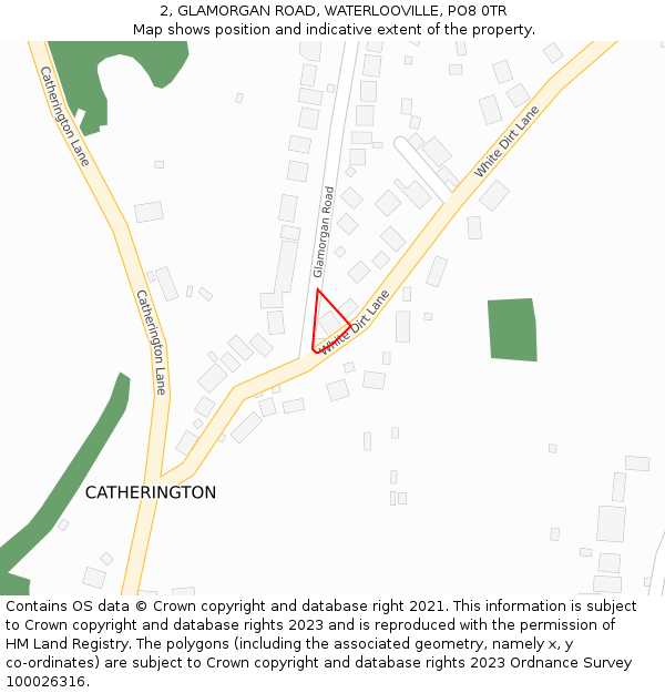 2, GLAMORGAN ROAD, WATERLOOVILLE, PO8 0TR: Location map and indicative extent of plot