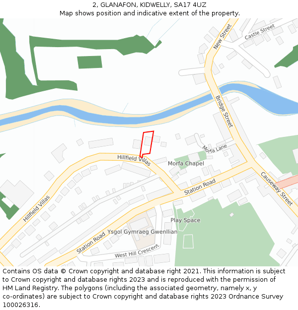 2, GLANAFON, KIDWELLY, SA17 4UZ: Location map and indicative extent of plot