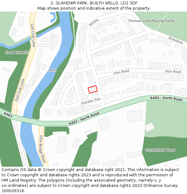 2, GLANDWR PARK, BUILTH WELLS, LD2 3DF: Location map and indicative extent of plot