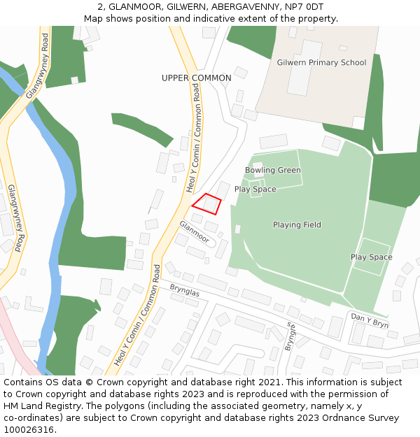 2, GLANMOOR, GILWERN, ABERGAVENNY, NP7 0DT: Location map and indicative extent of plot