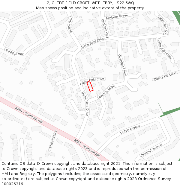 2, GLEBE FIELD CROFT, WETHERBY, LS22 6WQ: Location map and indicative extent of plot