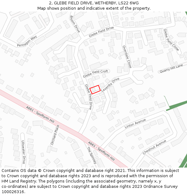 2, GLEBE FIELD DRIVE, WETHERBY, LS22 6WG: Location map and indicative extent of plot