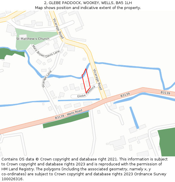 2, GLEBE PADDOCK, WOOKEY, WELLS, BA5 1LH: Location map and indicative extent of plot