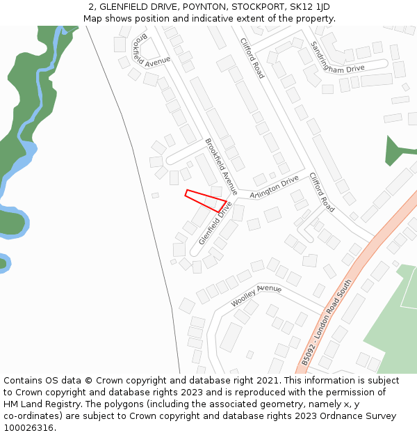 2, GLENFIELD DRIVE, POYNTON, STOCKPORT, SK12 1JD: Location map and indicative extent of plot