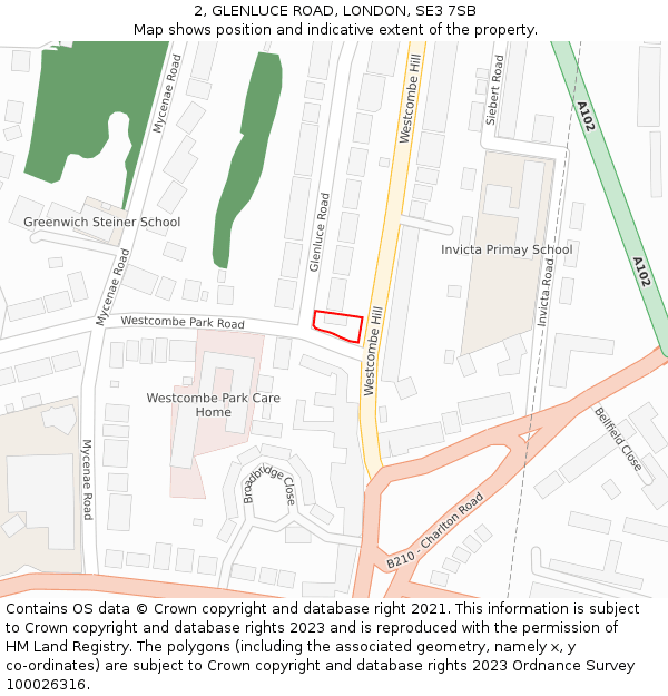 2, GLENLUCE ROAD, LONDON, SE3 7SB: Location map and indicative extent of plot