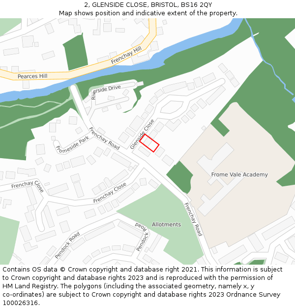 2, GLENSIDE CLOSE, BRISTOL, BS16 2QY: Location map and indicative extent of plot
