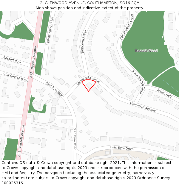 2, GLENWOOD AVENUE, SOUTHAMPTON, SO16 3QA: Location map and indicative extent of plot