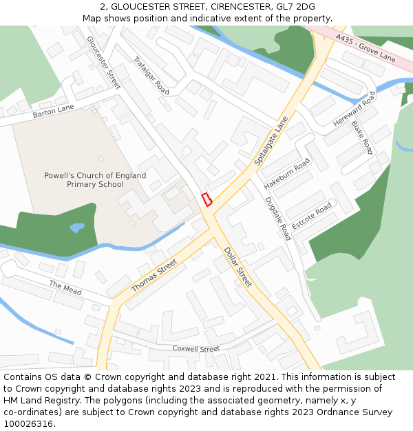 2, GLOUCESTER STREET, CIRENCESTER, GL7 2DG: Location map and indicative extent of plot