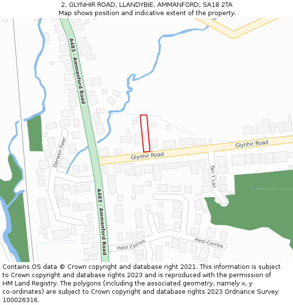 2, GLYNHIR ROAD, LLANDYBIE, AMMANFORD, SA18 2TA: Location map and indicative extent of plot