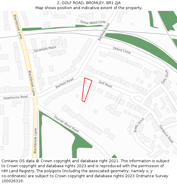 2, GOLF ROAD, BROMLEY, BR1 2JA: Location map and indicative extent of plot