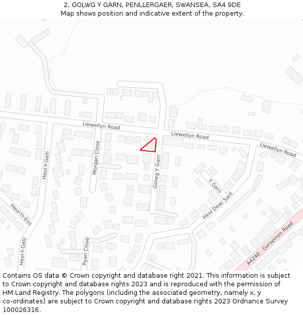 2, GOLWG Y GARN, PENLLERGAER, SWANSEA, SA4 9DE: Location map and indicative extent of plot